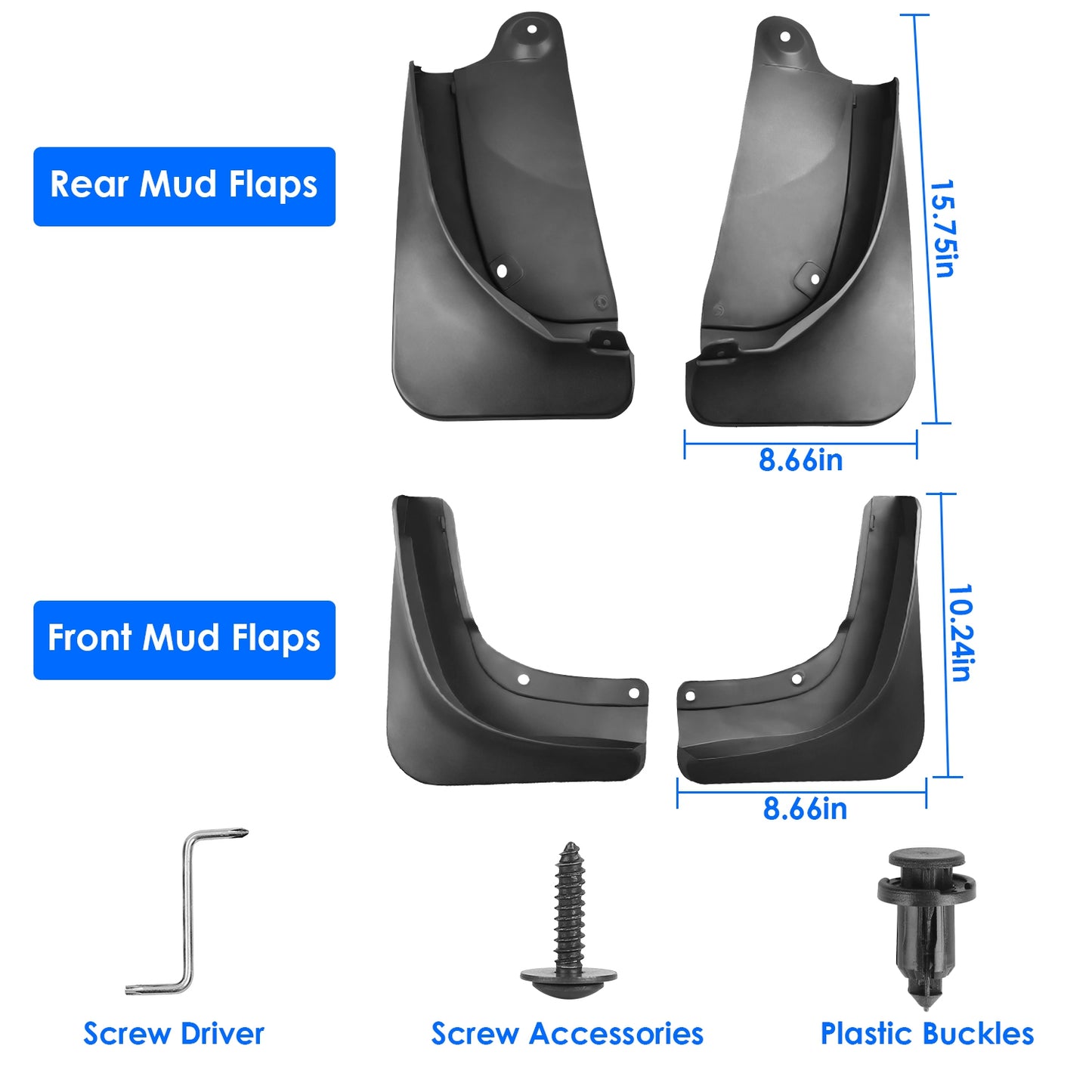 Mud Flaps for Tesla Model Y 2020-2023 No Drill Installation