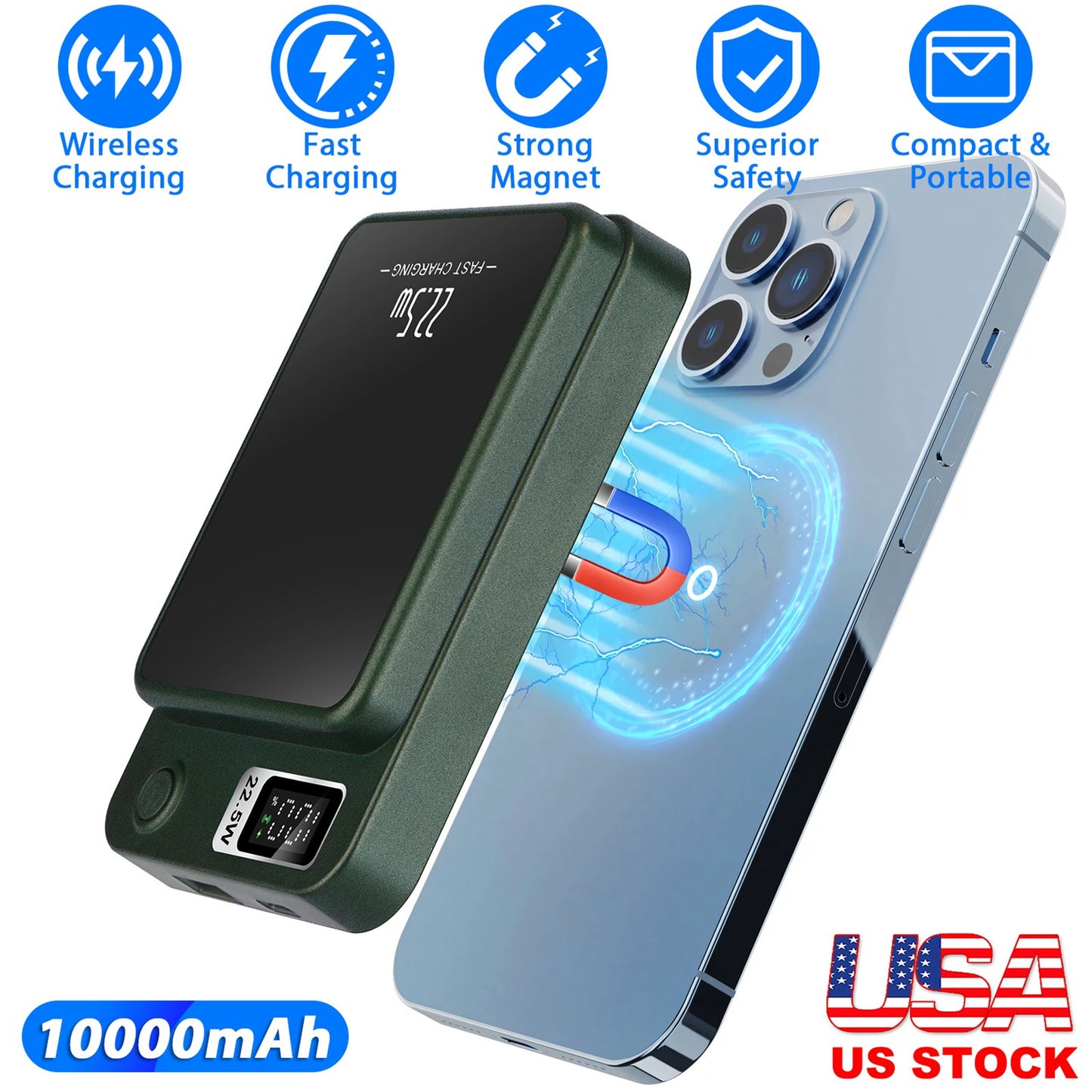 Magnetic Wireless Power Bank 10000mAh with PD20W Fast Charging