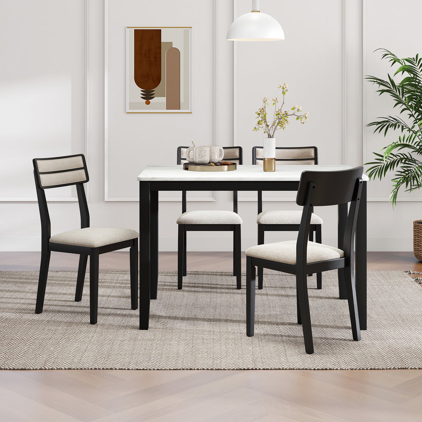 Dining Chairs Set of 4 with Tilt Backrest and Padded Seats