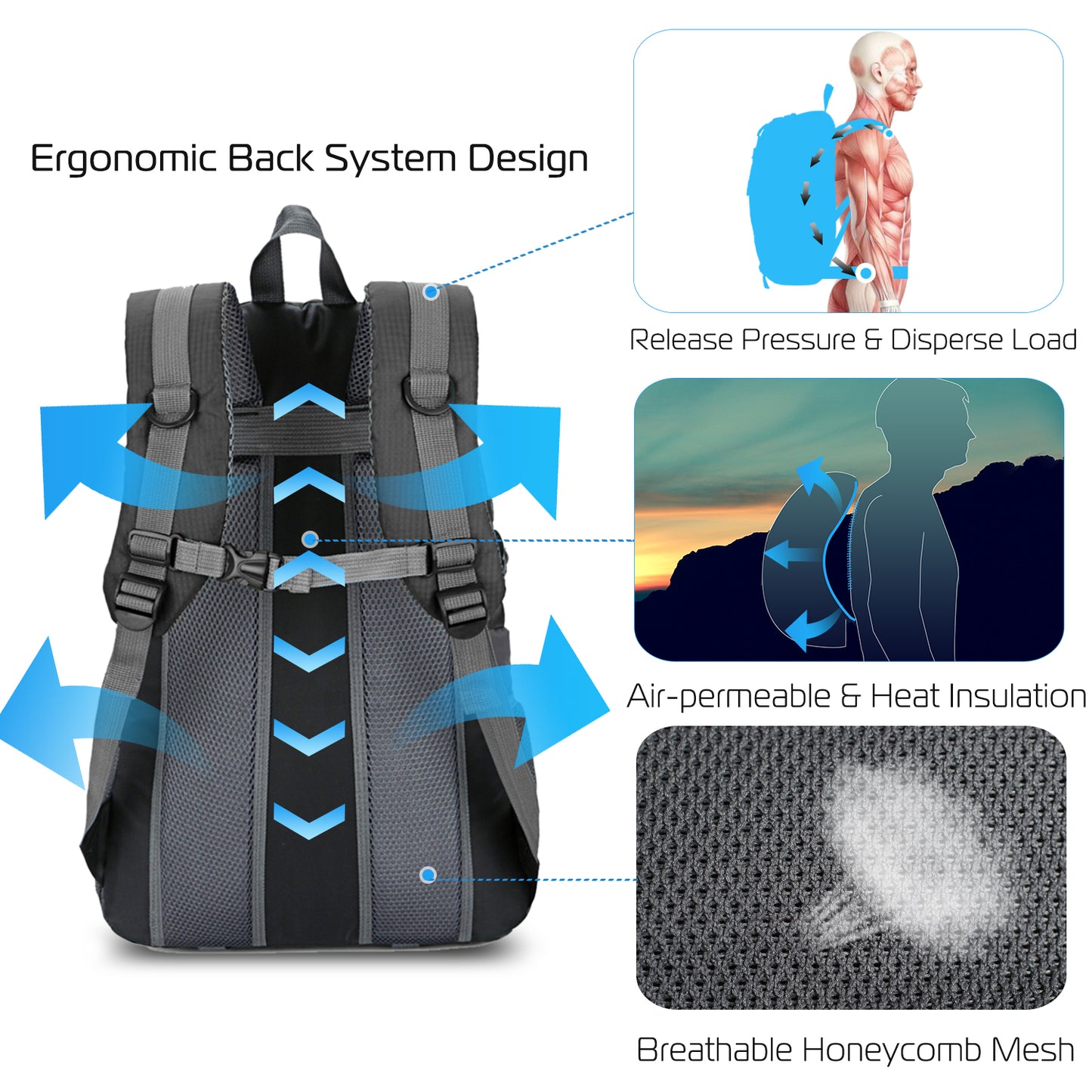 36L Waterproof Hiking Backpack with Ergonomic Design
