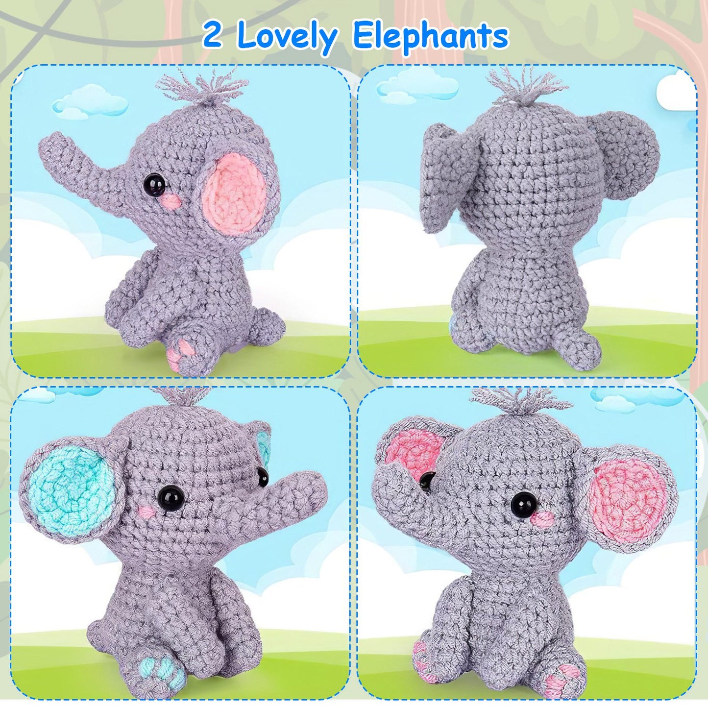 Elephant Crochet Kit for Beginners with Video Tutorials