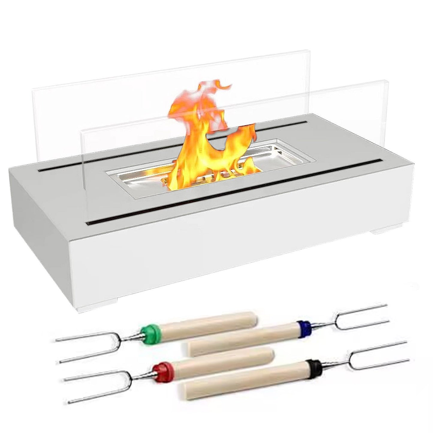 Tabletop Fire Pit with Roasting Sticks - Portable Ethanol