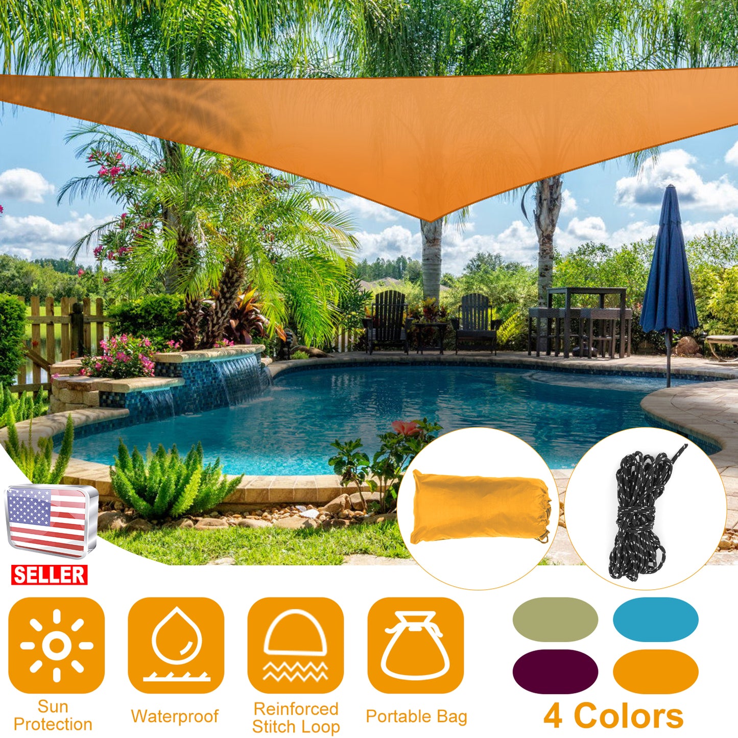 Triangle Shade Sail Canopy - Waterproof Outdoor Sun Shelter