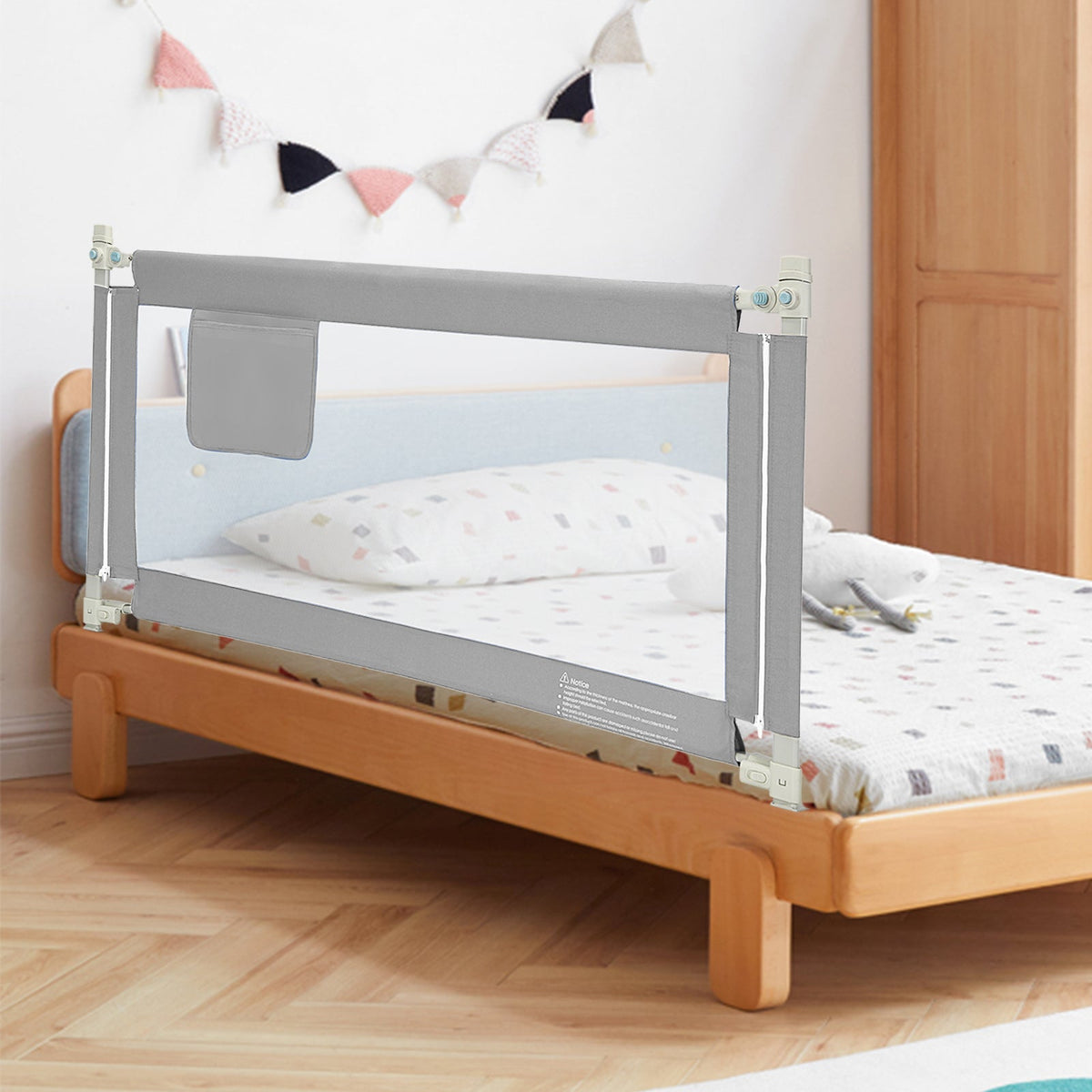 57 Inch Toddlers Vertical Lifting Baby Bed Rail Guard with Lock
