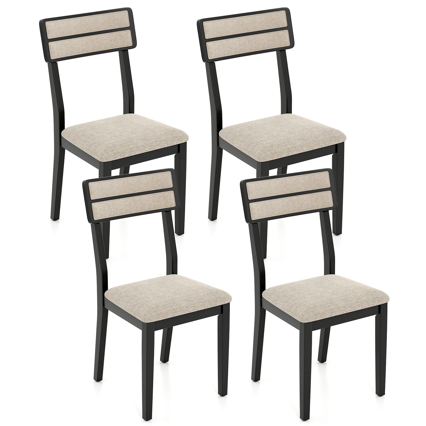 Dining Chairs Set of 4 with Tilt Backrest and Padded Seats