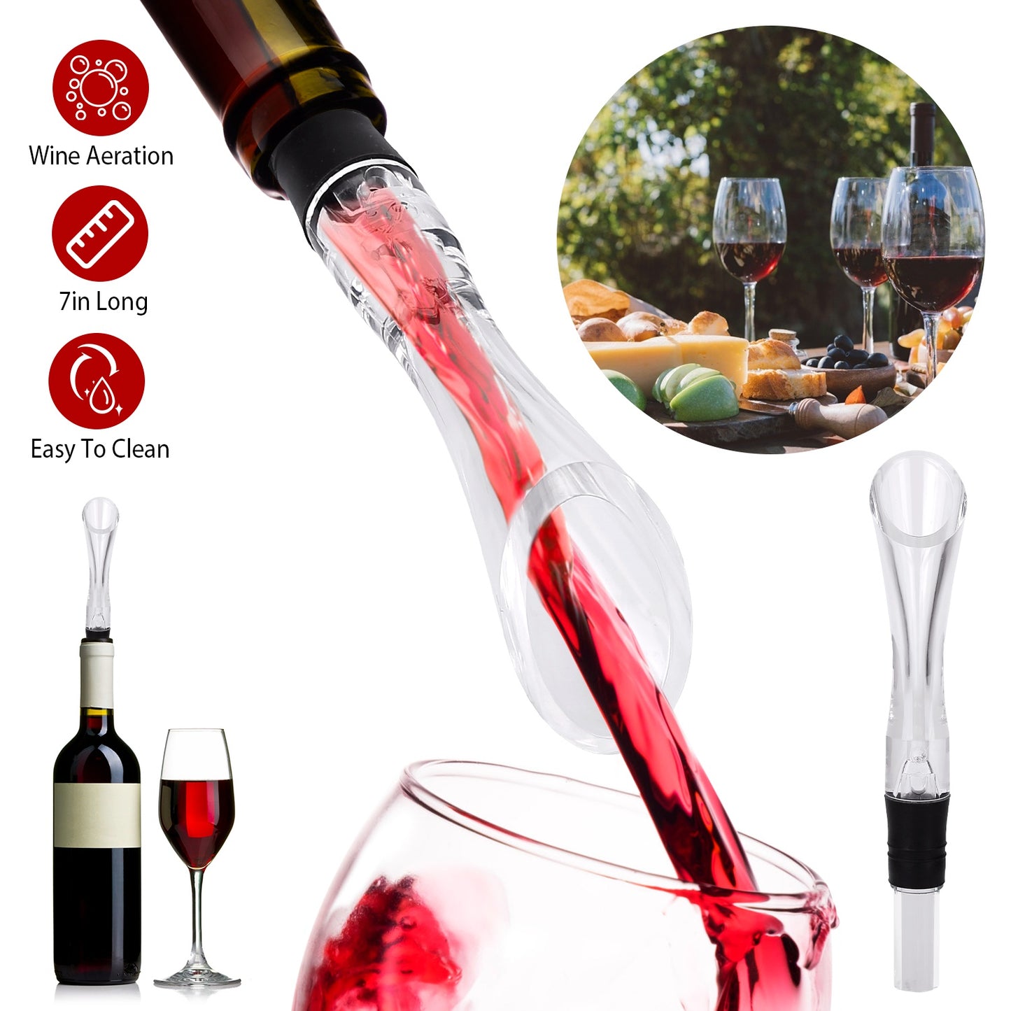 Wine Aerator Pourer with Drip Stopper and Air Intake System