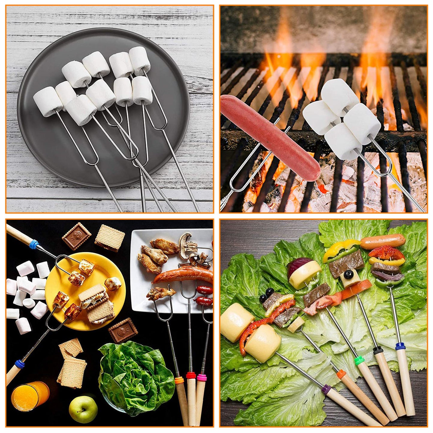 Extendable Marshmallow Roasting Sticks Set - 12 Piece
