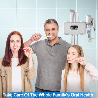 Wall Mount Toothbrush Holder with Automatic Toothpaste Dispenser