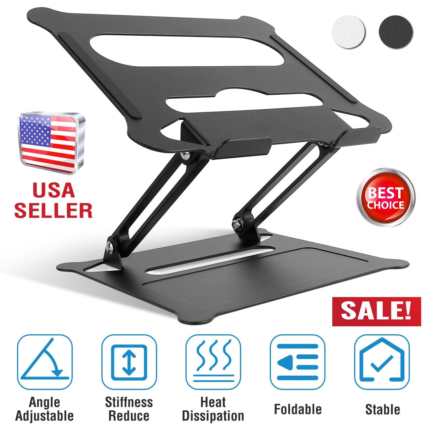 Adjustable Aluminum Laptop Stand for 10-17 Inch Notebooks