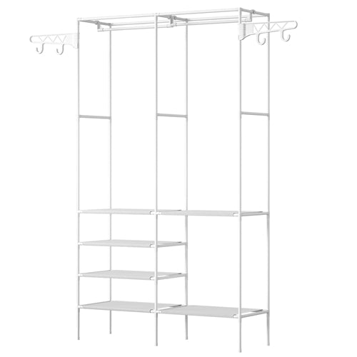 Freestanding Garment Rack with Shelves and Hanging Rods