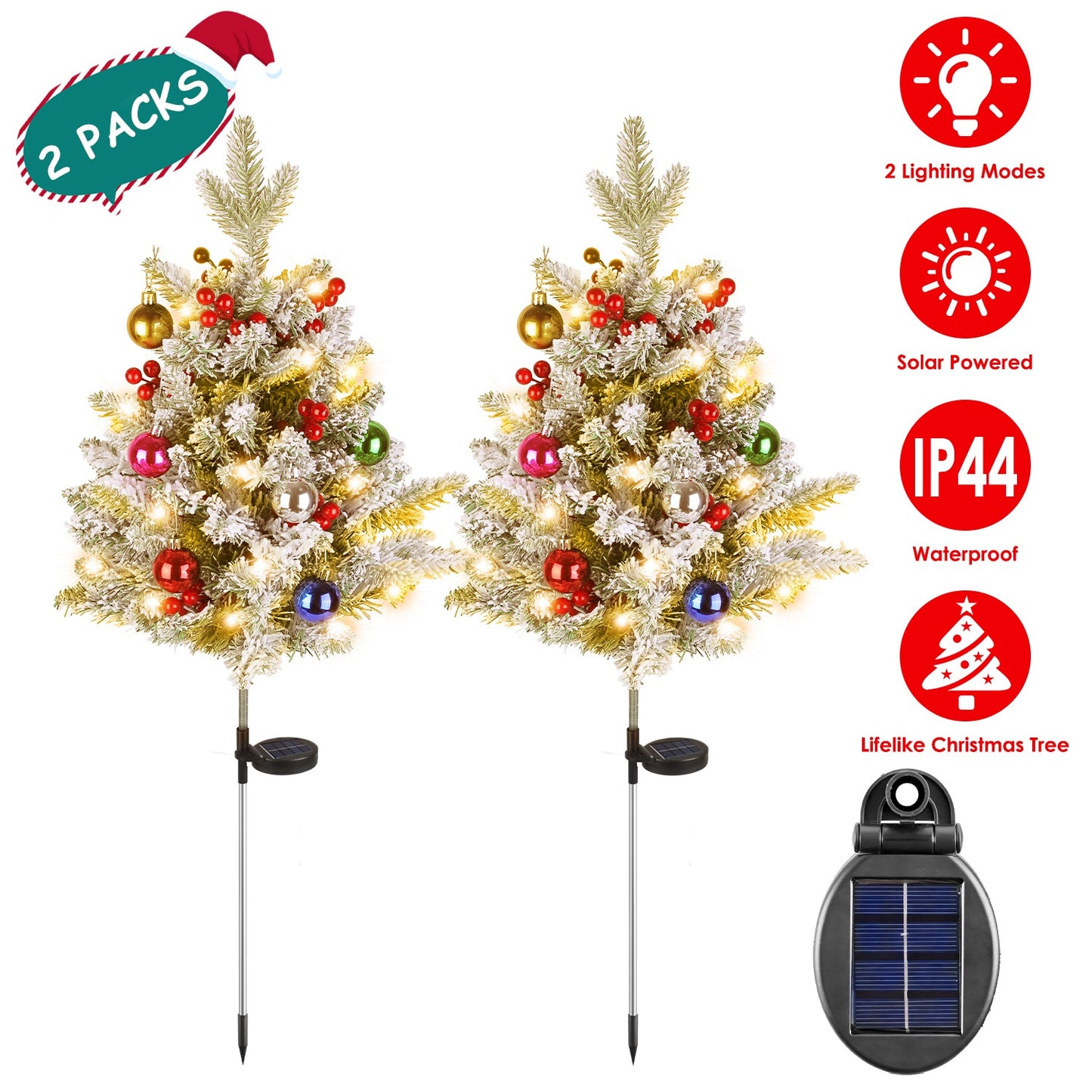 Battery Powered LED Christmas Tree Urn Filler - 2 Pack
