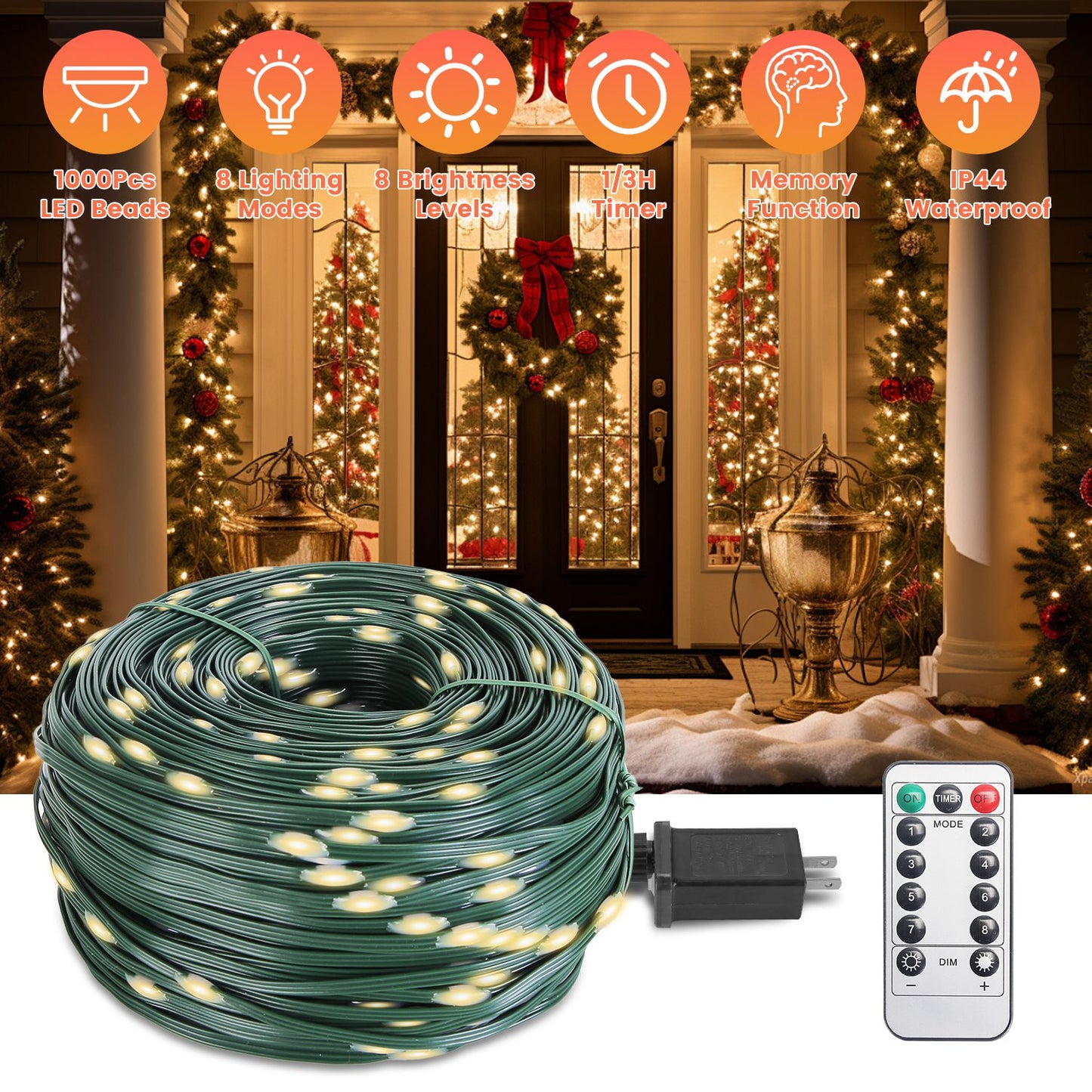330FT 1000 LED String Lights with Remote & Timer