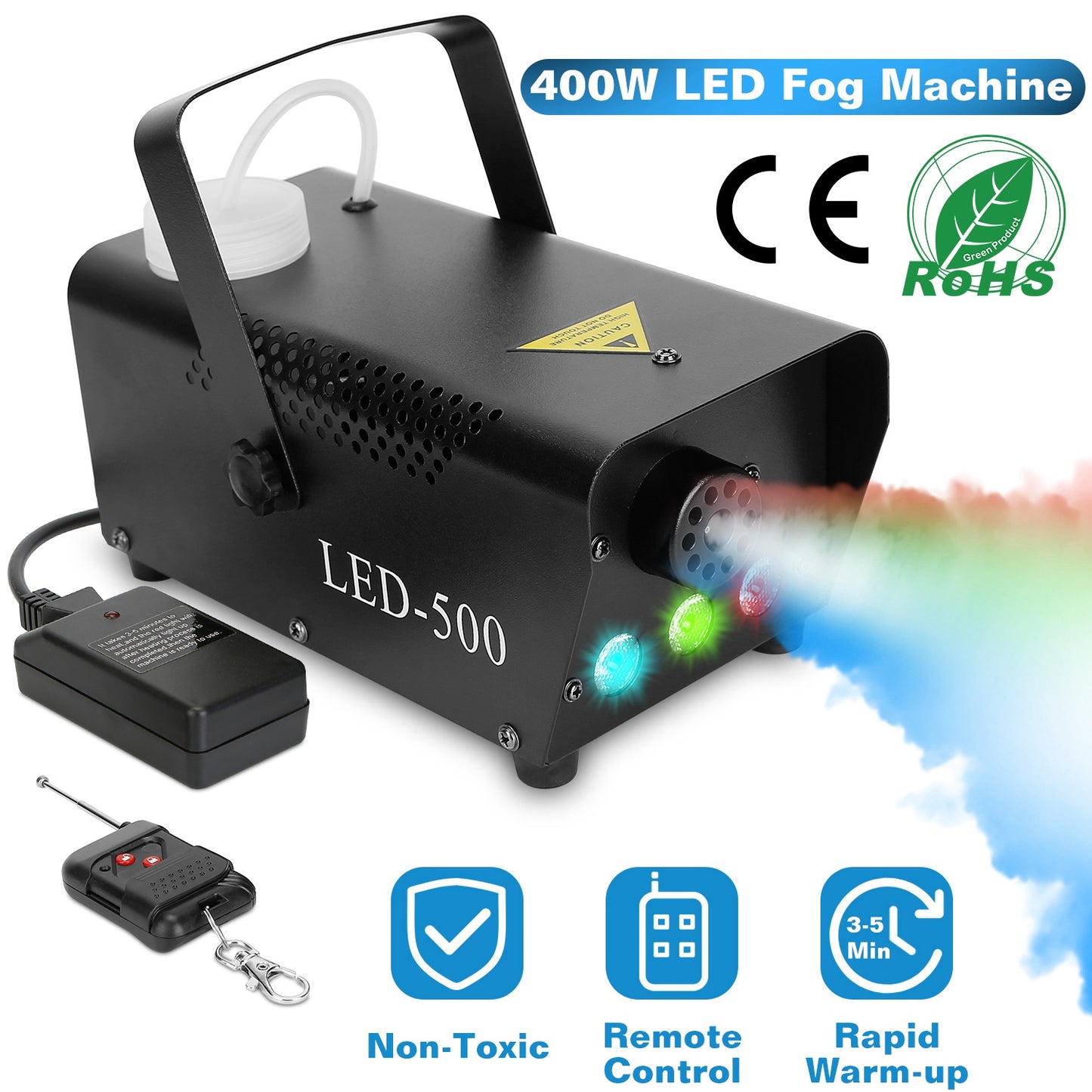 400W Fog Machine with RGB LED Lights and Remote Control