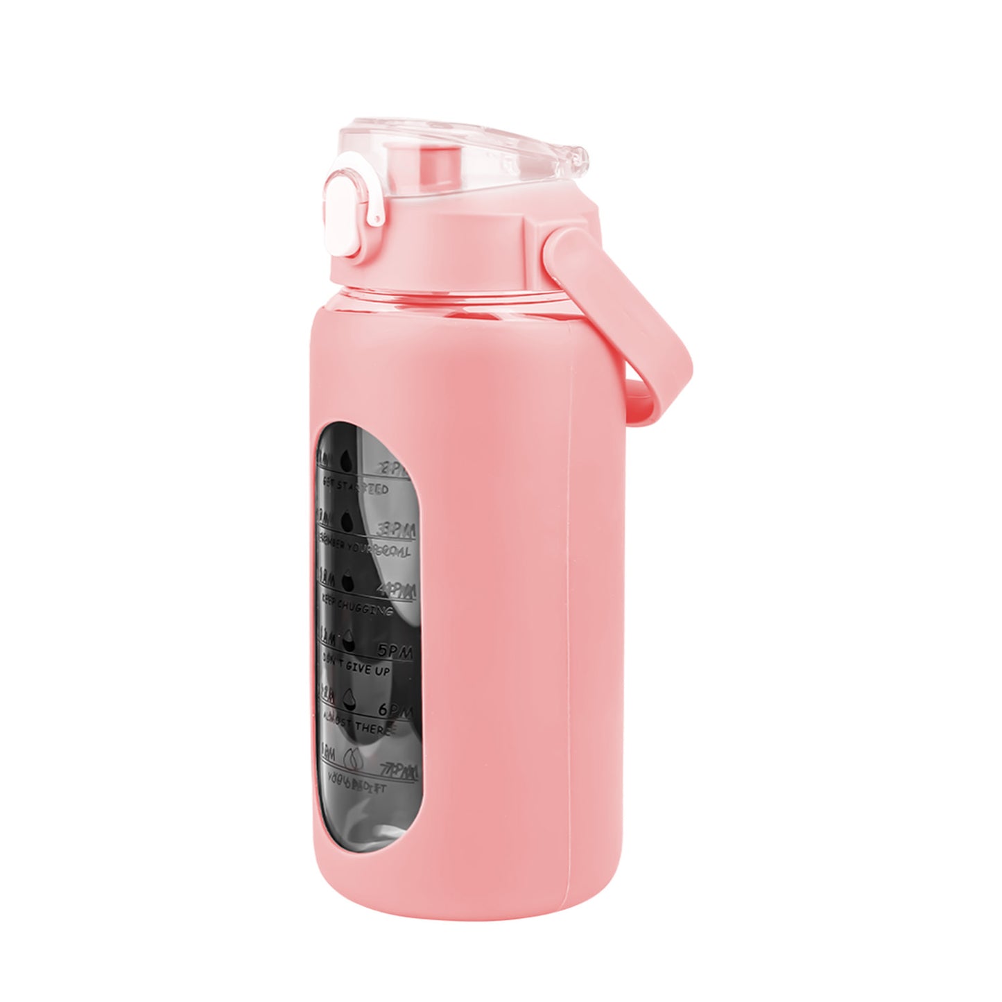 Glass Water Bottle with Time Marker & Straw - 32oz Motivational