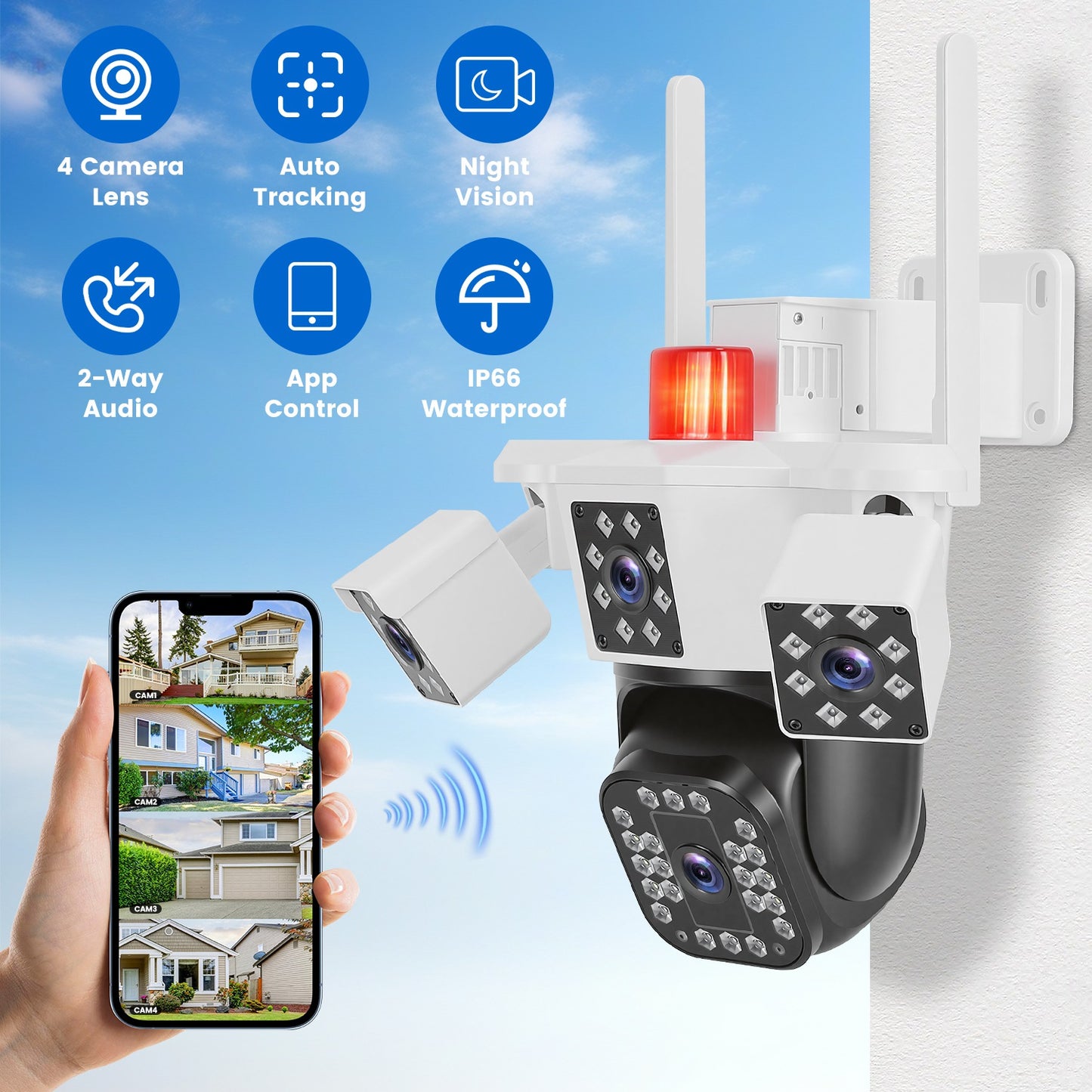 1080P 4-Lens Security Camera with 360° Pan & Tilt