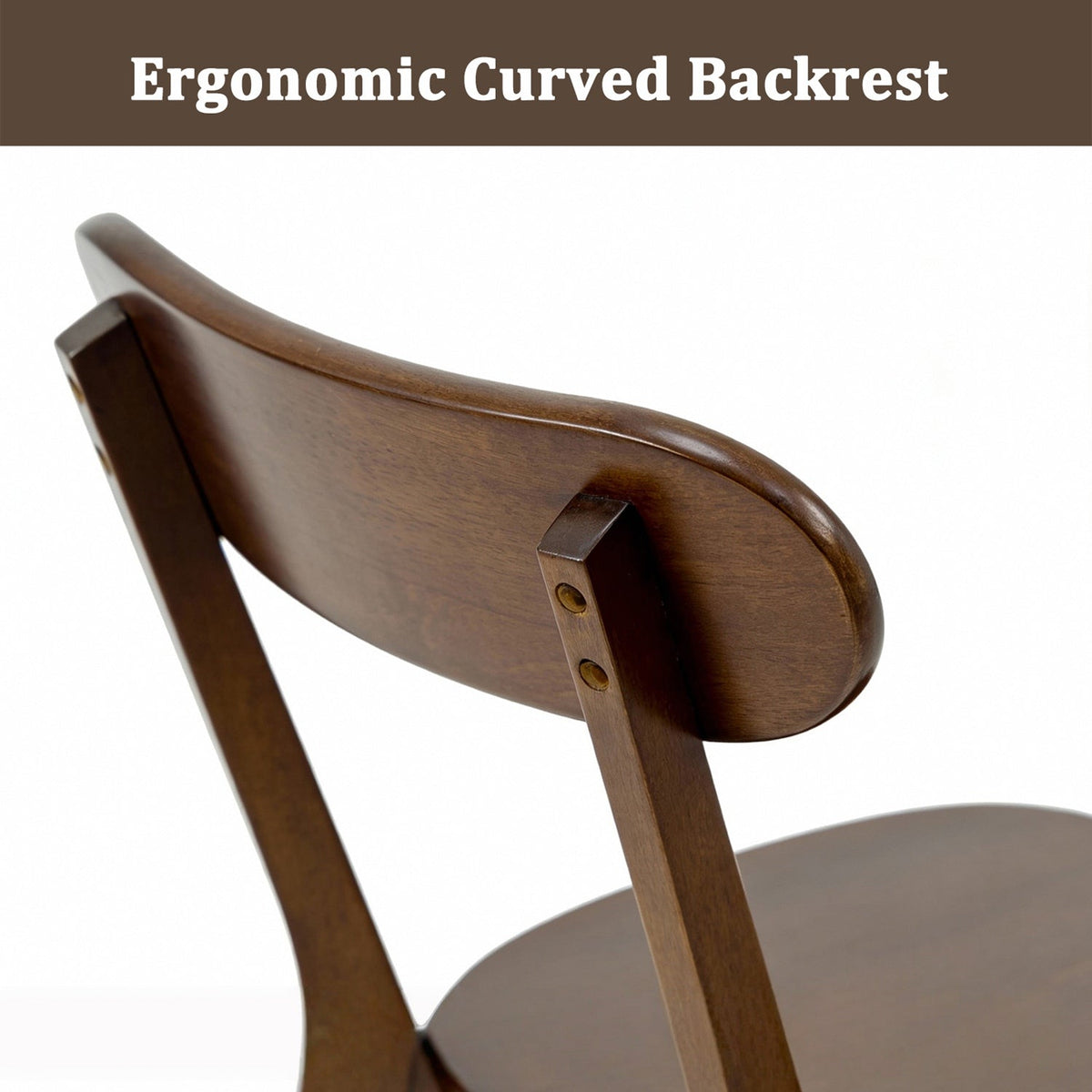 Solid Wood Dining Chair with Curved Backrest