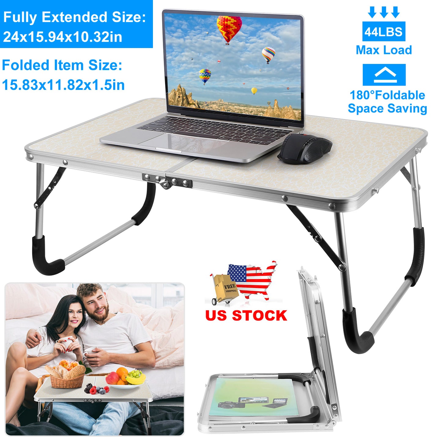 Foldable Laptop Table with Adjustable Legs for Bed & Sofa