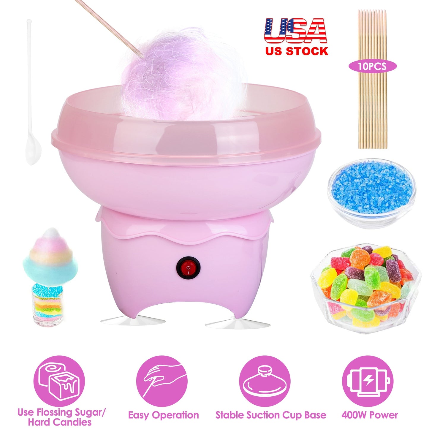 Cotton Candy Maker Machine for Kids - Electric & Portable
