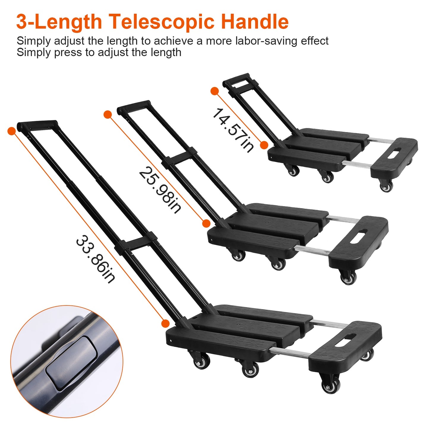 Folding Hand Truck with 165 lb Capacity & Telescopic Handle