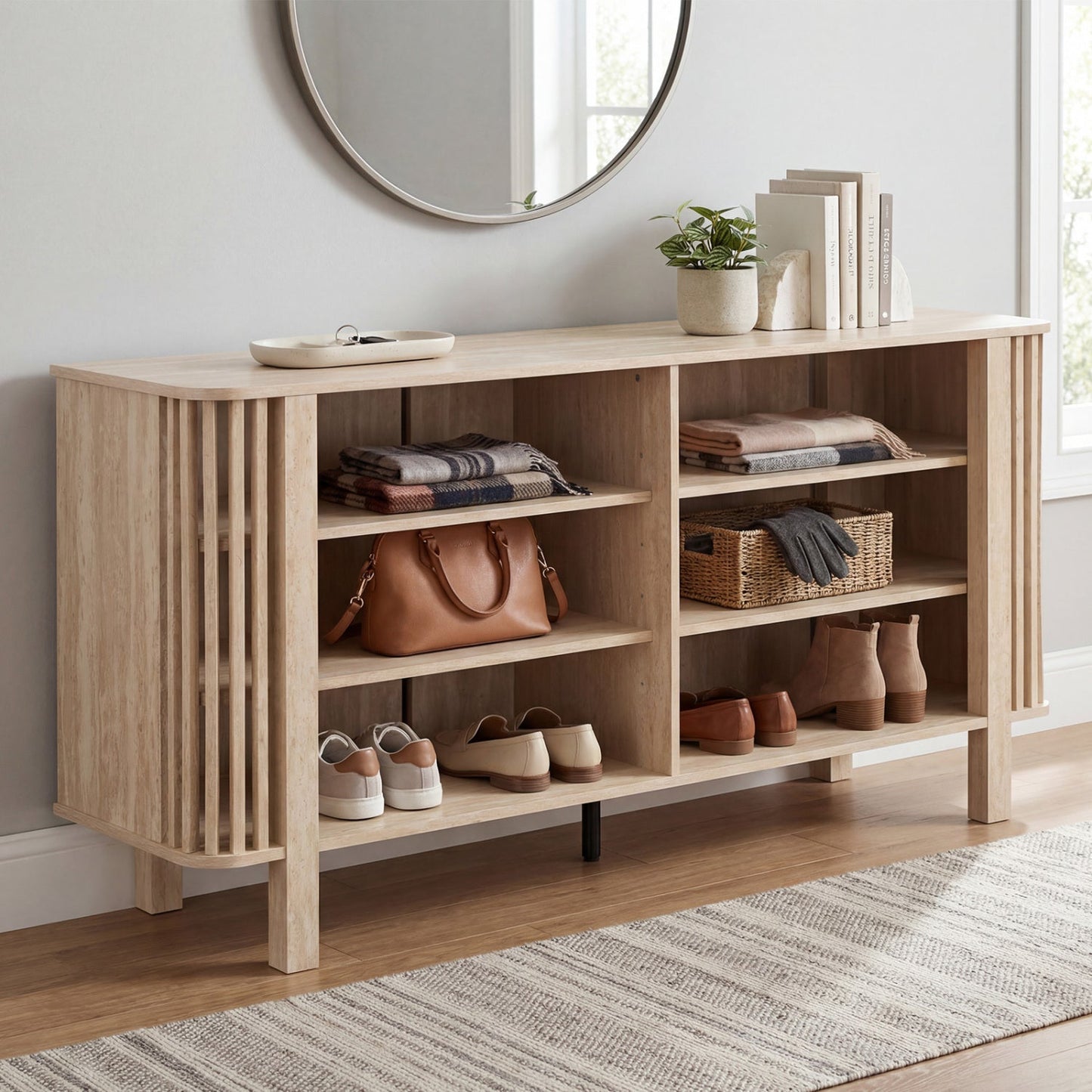 59 Inch TV Stand for TVs Up to 55 Inches with Adjustable Shelves