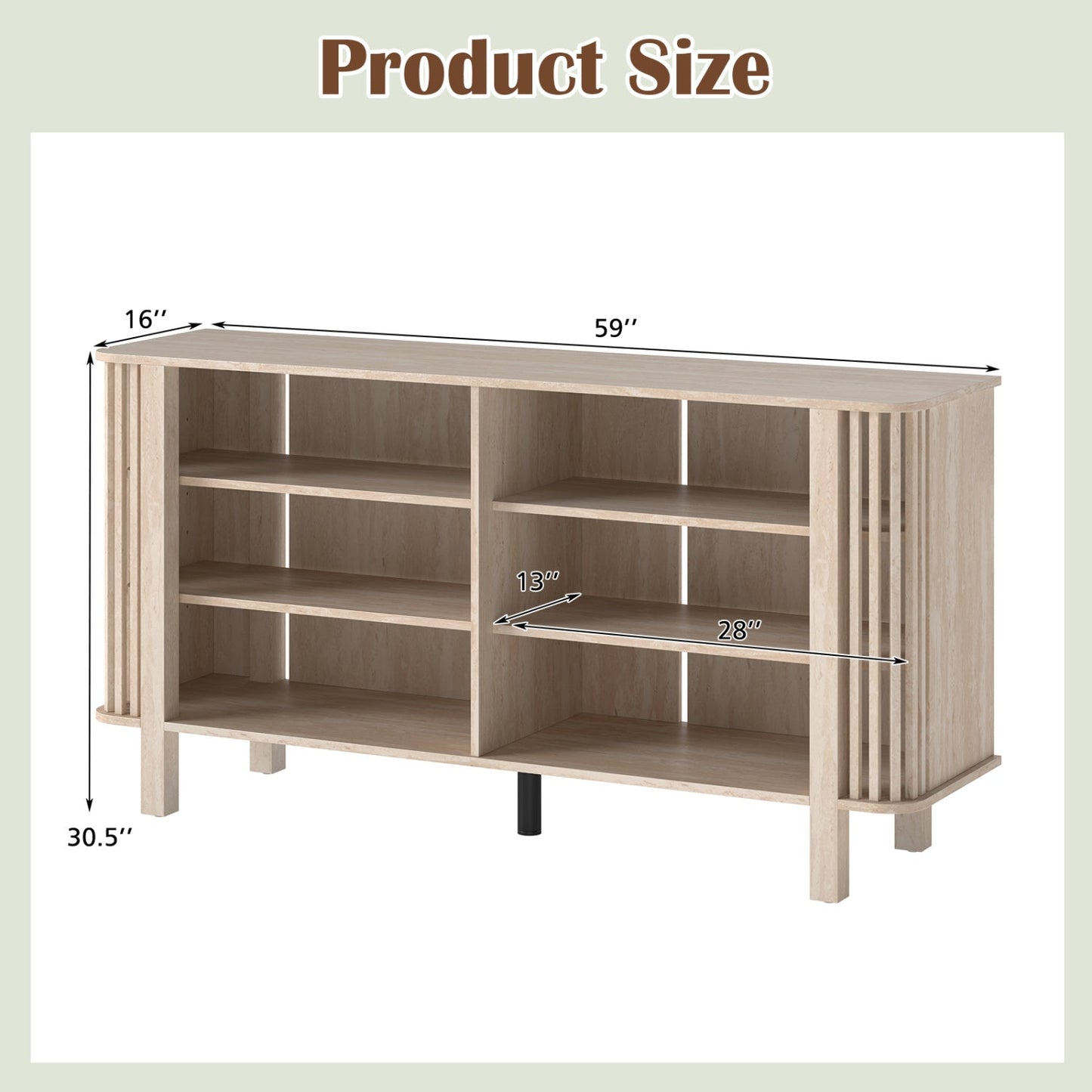 59 Inch TV Stand for TVs Up to 55 Inches with Adjustable Shelves