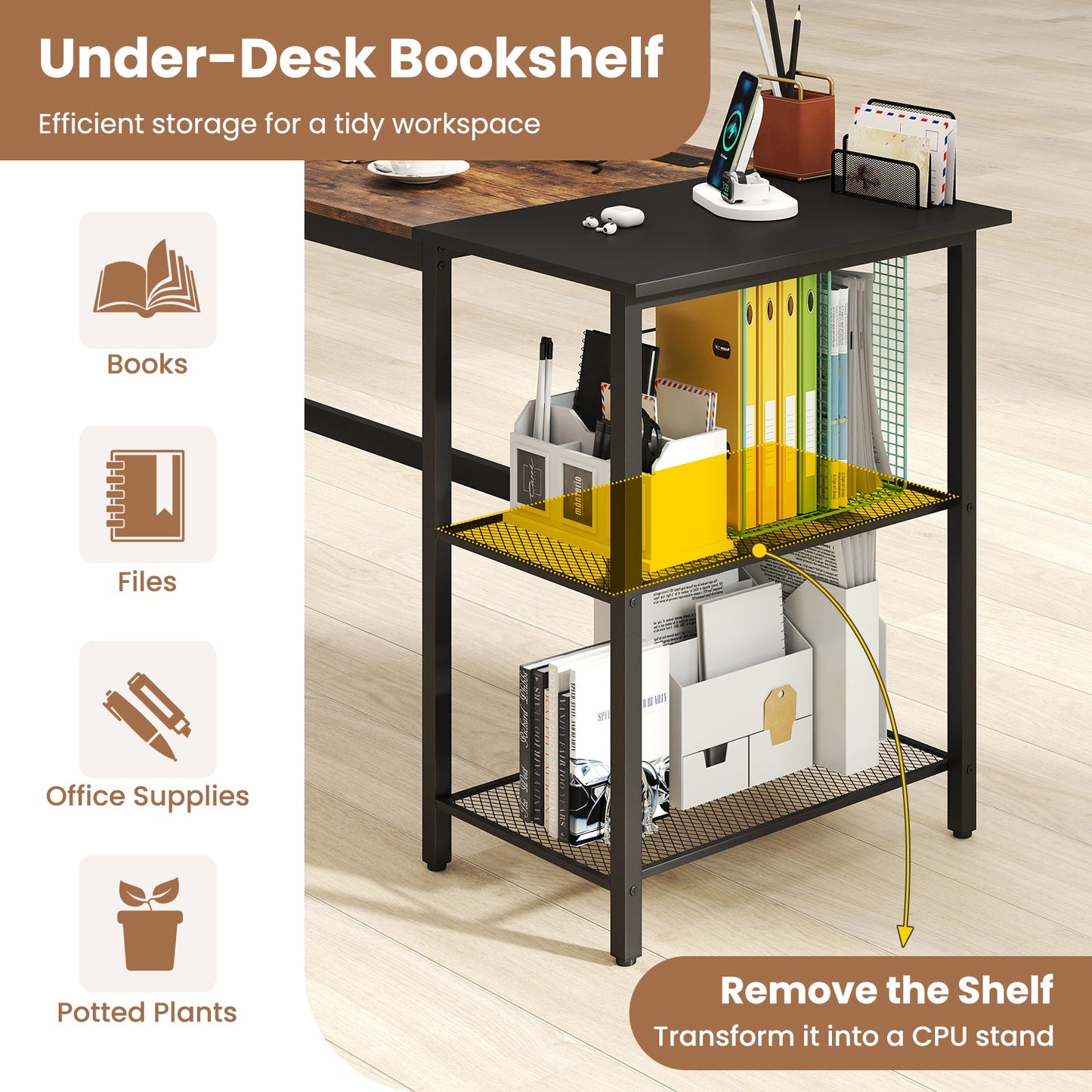 59 Inch Home Office Computer Desk with Removable Storage Shelves