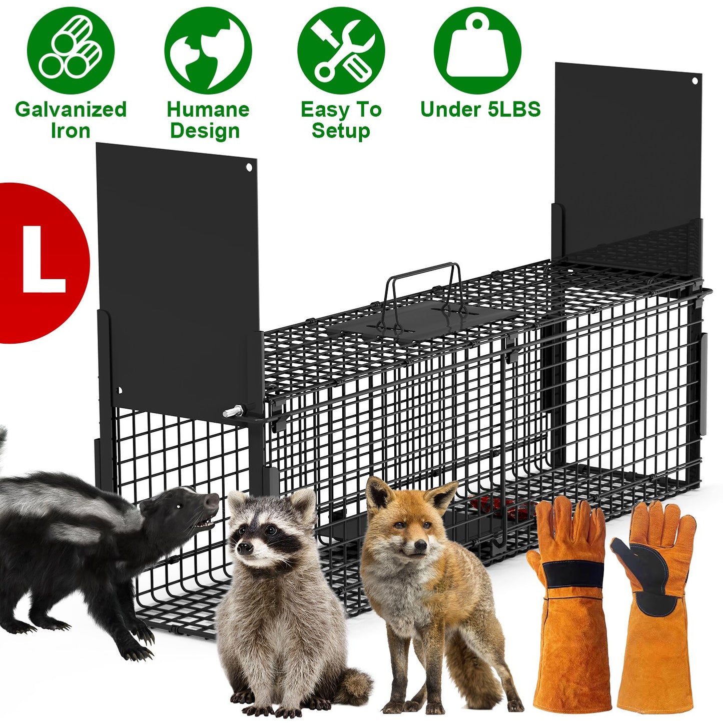 40in Humane Live Animal Trap Cage for Raccoons & Opossums
