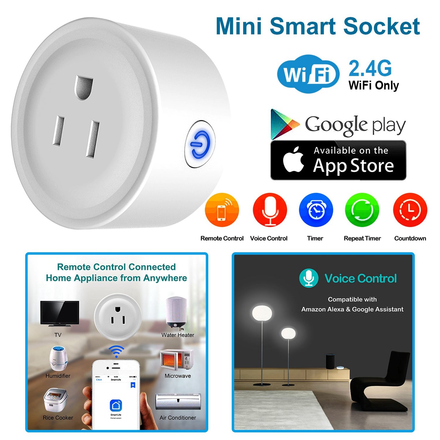 Smart Plug with WiFi and Voice Control for Alexa & Google