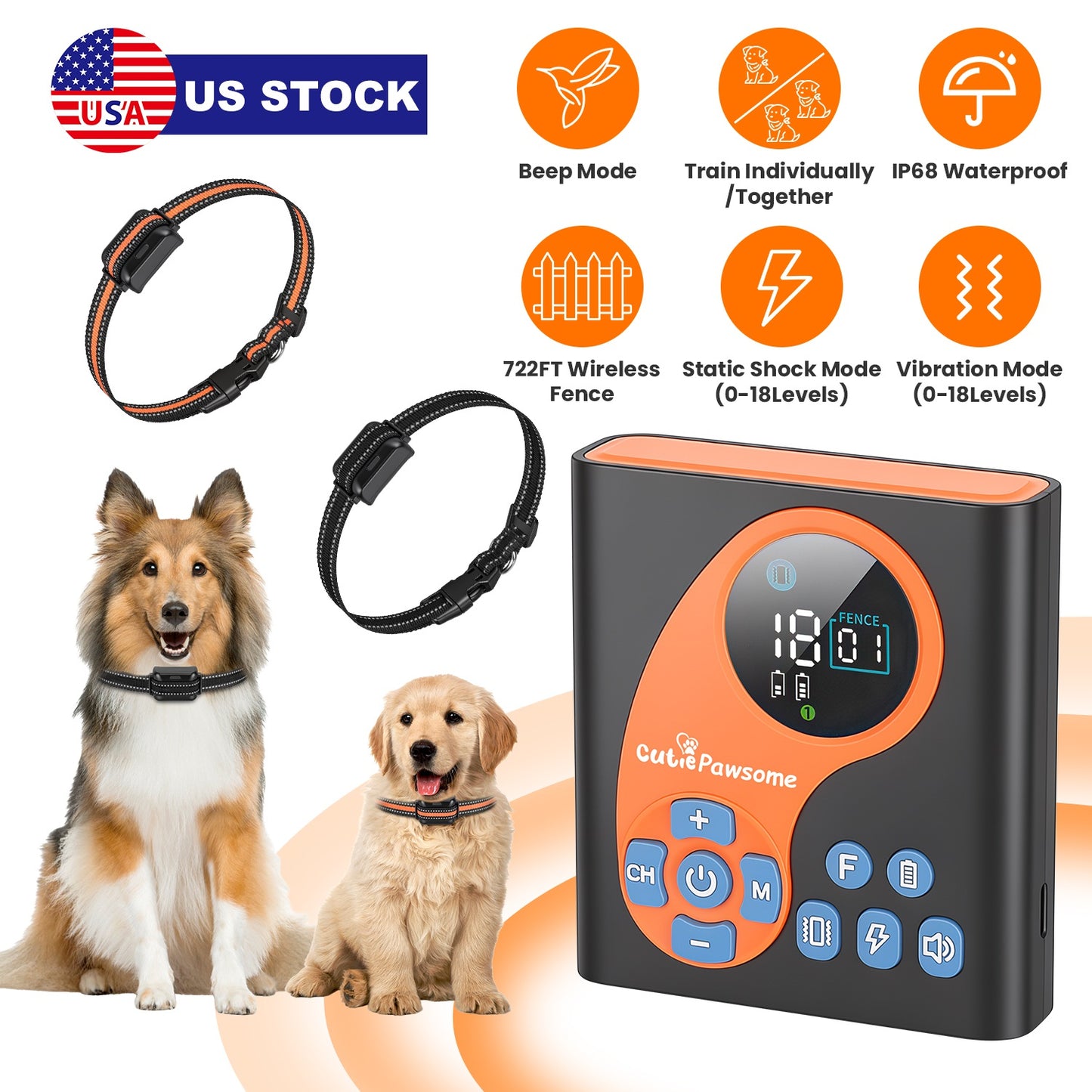 Wireless Dog Fence System with Training Collar – 722FT Range