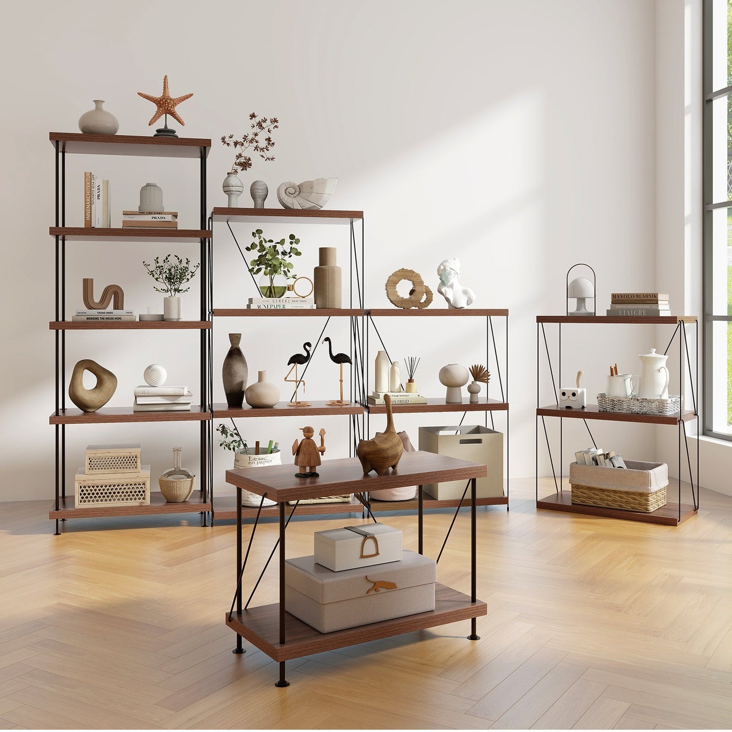 2/3/4/5-Tier Multipurpose Display Rack with Metal Frame-5-Tier