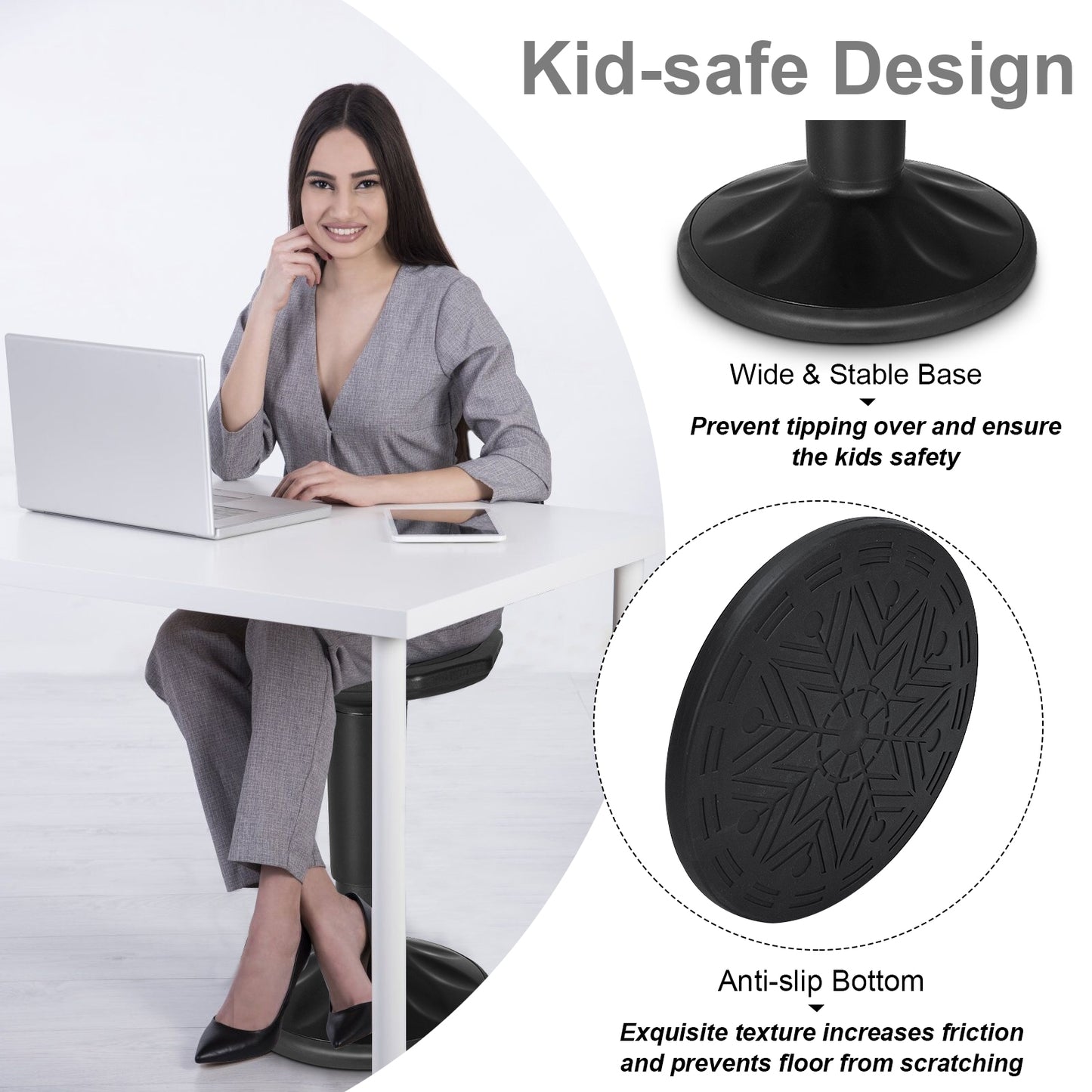 Adjustable Active Learning Wobble Stool with Cushion Seat