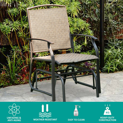 Single Seat Patio Glider Rocking Chair with Steel Frame