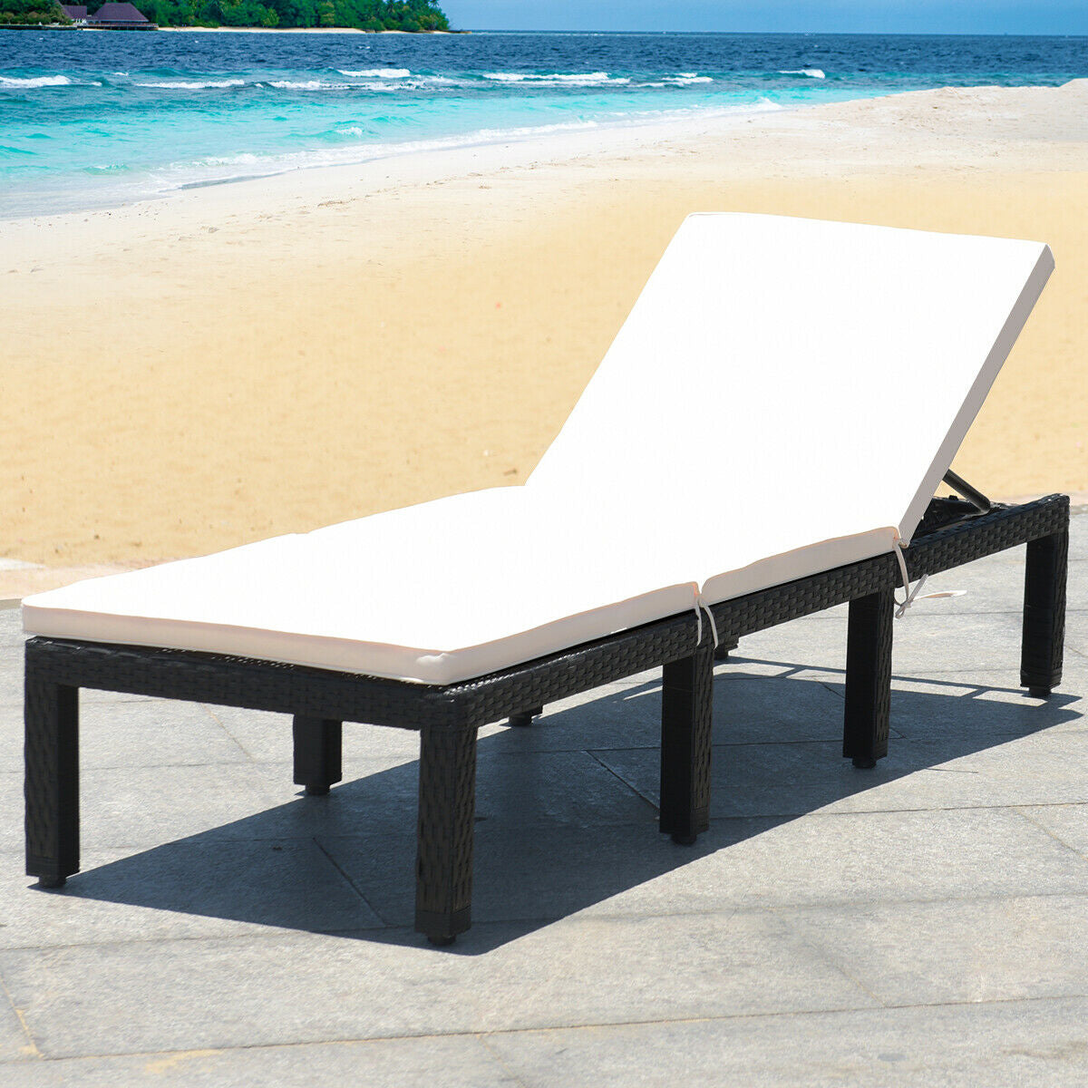 Adjustable Patio Chaise Lounge Chair with Cushion