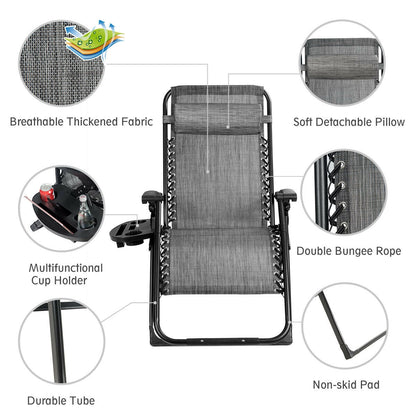 Oversized Zero Gravity Lounge Chair with Cup Holder - 500 lbs