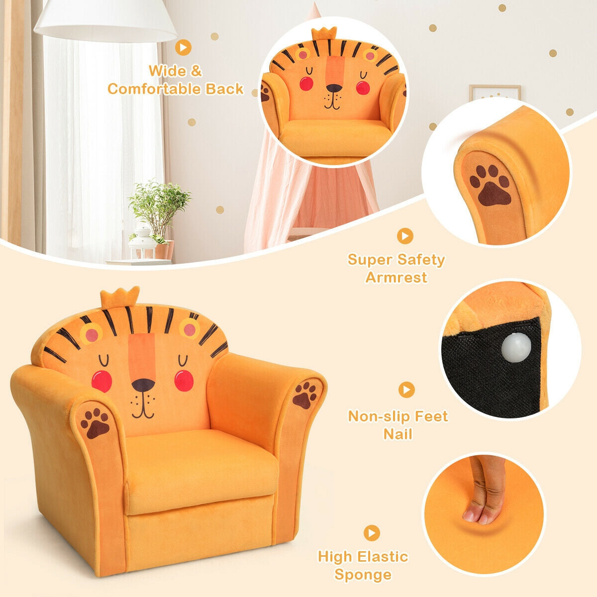 Kids Astronaut Armrest Upholstered Sofa Chair