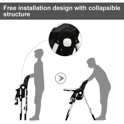 Foldable High Chair with Adjustable Backrest and Height
