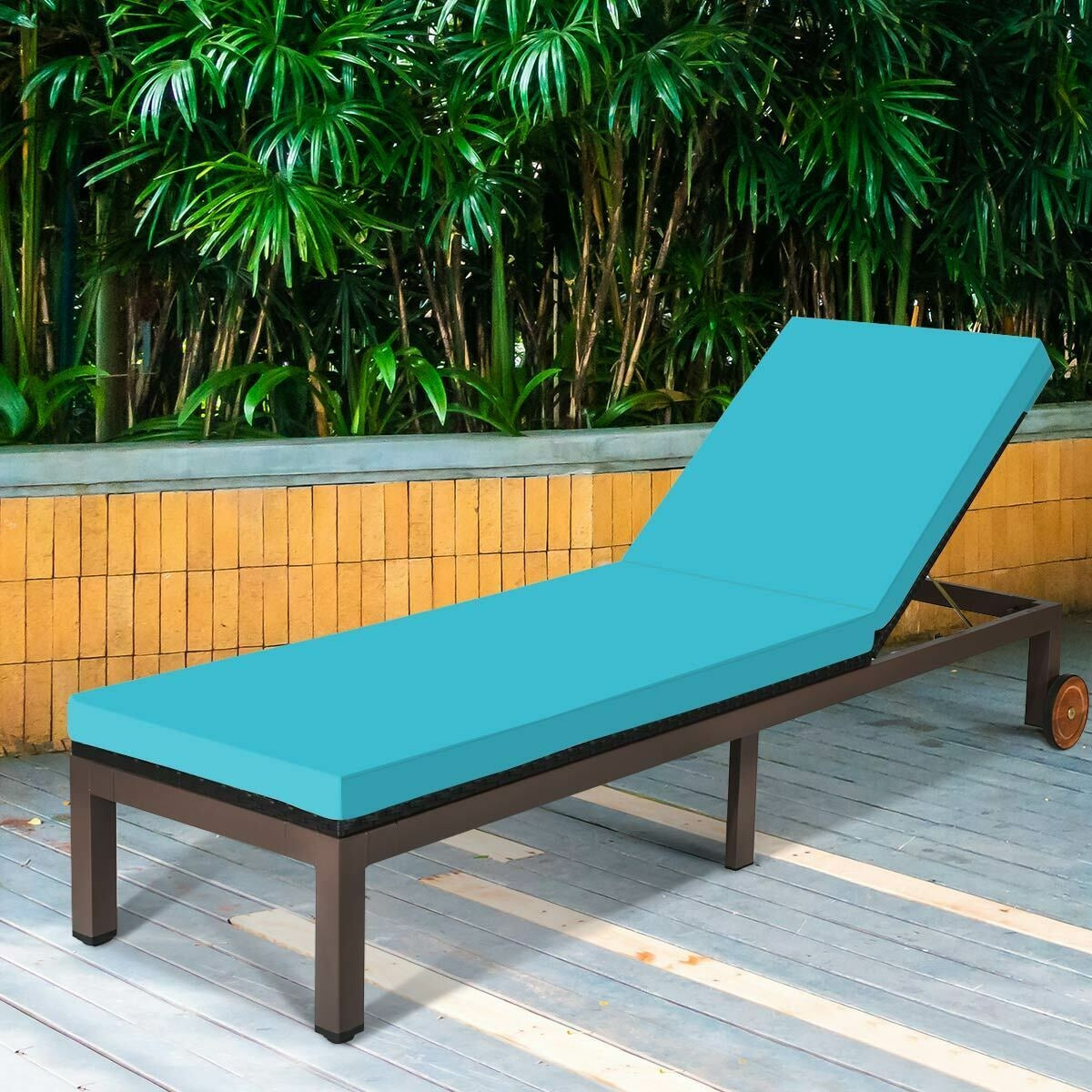 Adjustable Patio Chaise Lounge Chair with Cushion
