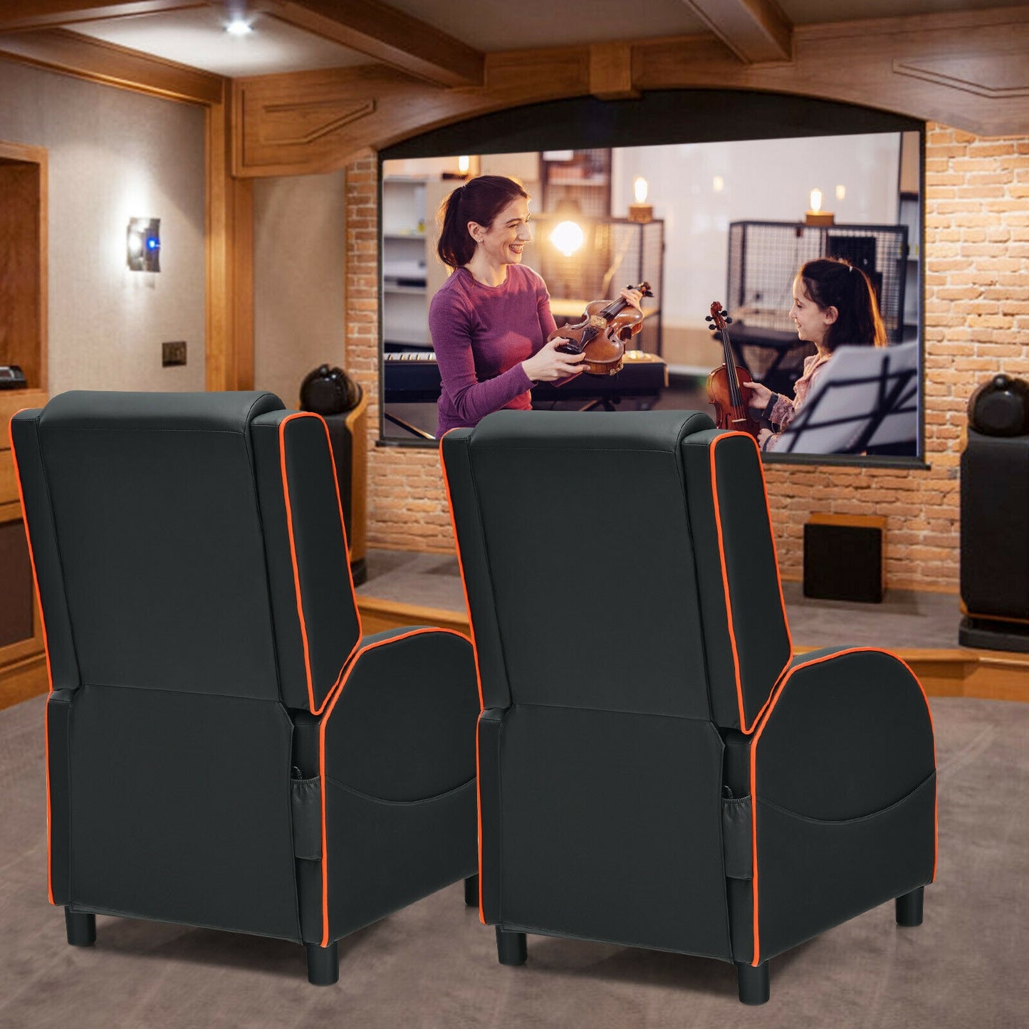 Gaming Recliner Chair with Massage and Adjustable Backrest