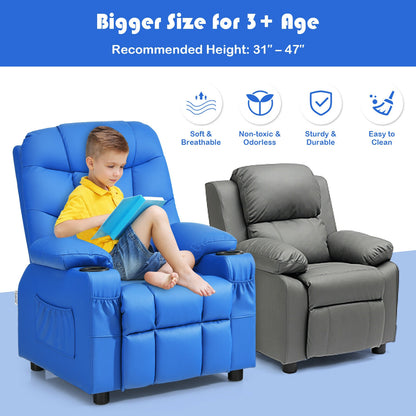 Kids Recliner Chair with Cup Holder and Footrest