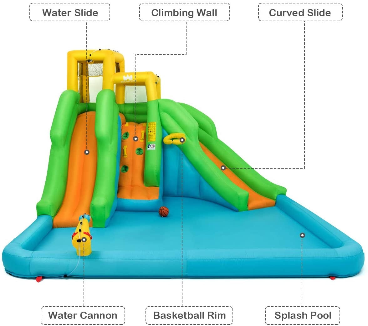 Inflatable Water Park Bounce House with Climbing Wall without Blower