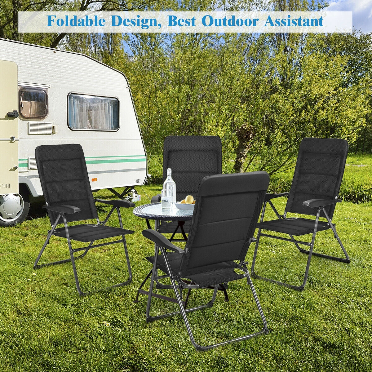Folding Patio Dining Chairs Set of 4 with Adjustable Backrest
