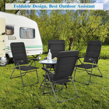 Folding Patio Dining Chairs Set of 4 with Adjustable Backrest