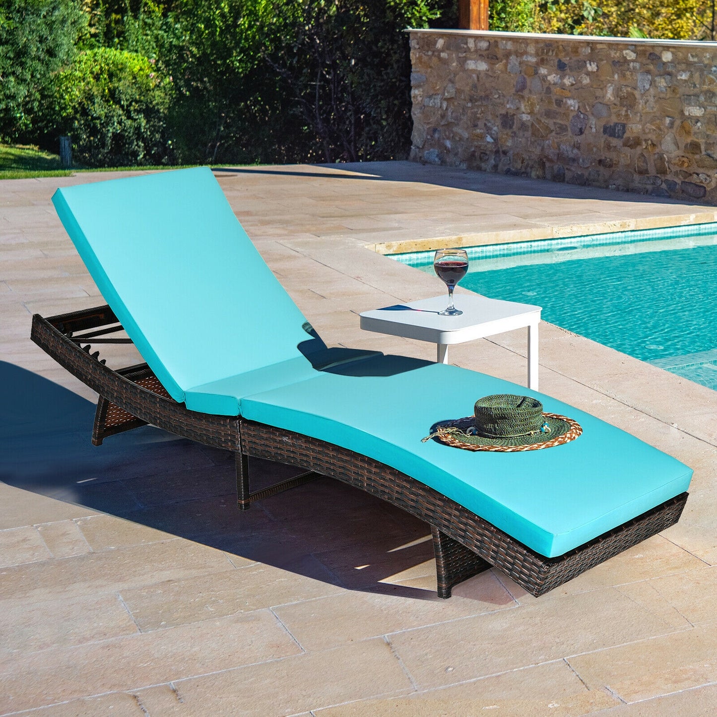 Folding Chaise Lounge with 5-Position Adjustable Backrest