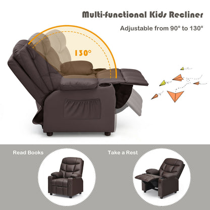 Kids Recliner Chair with Cup Holder and Footrest