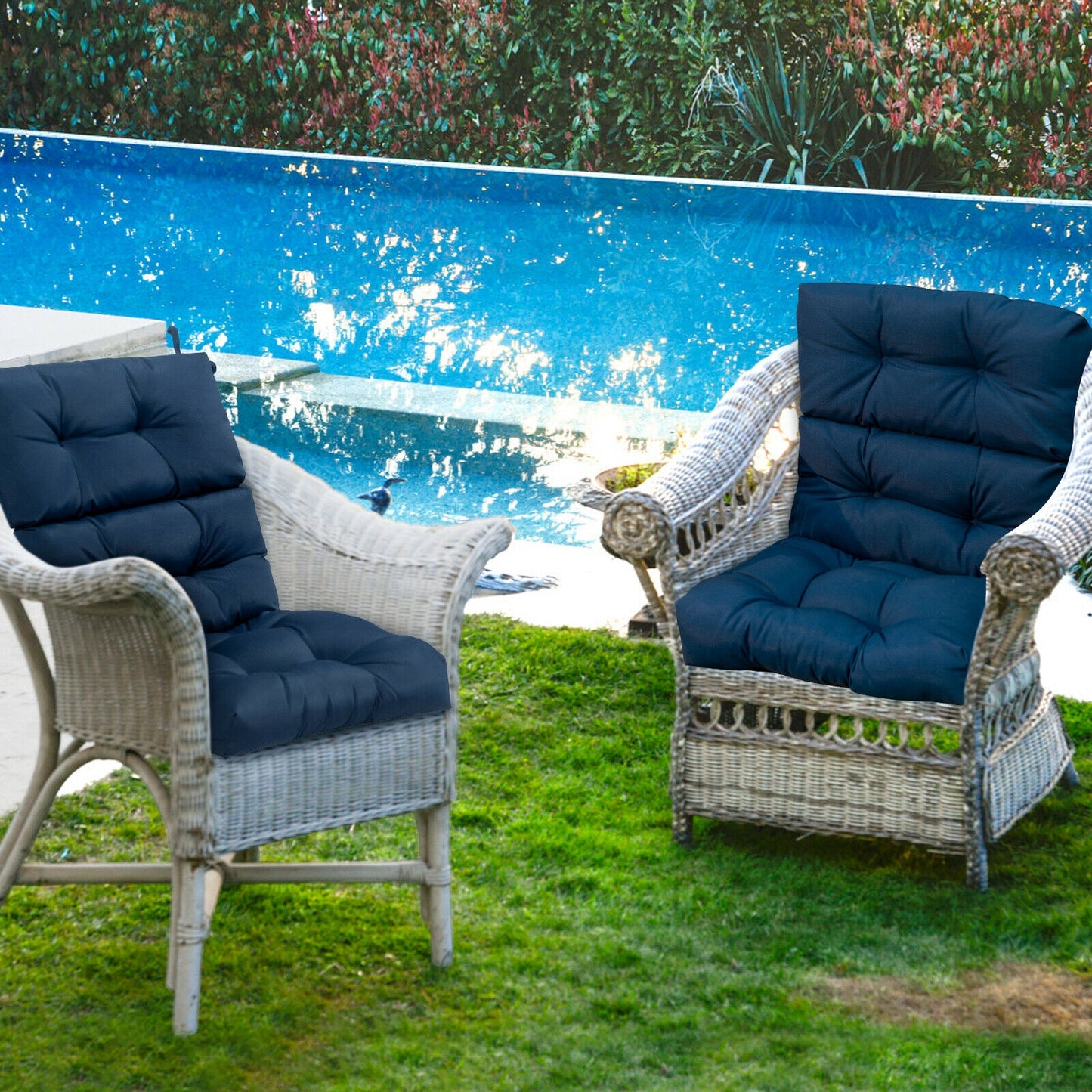 Tufted Outdoor Chair Cushion 44x22 Inch High Back Pad