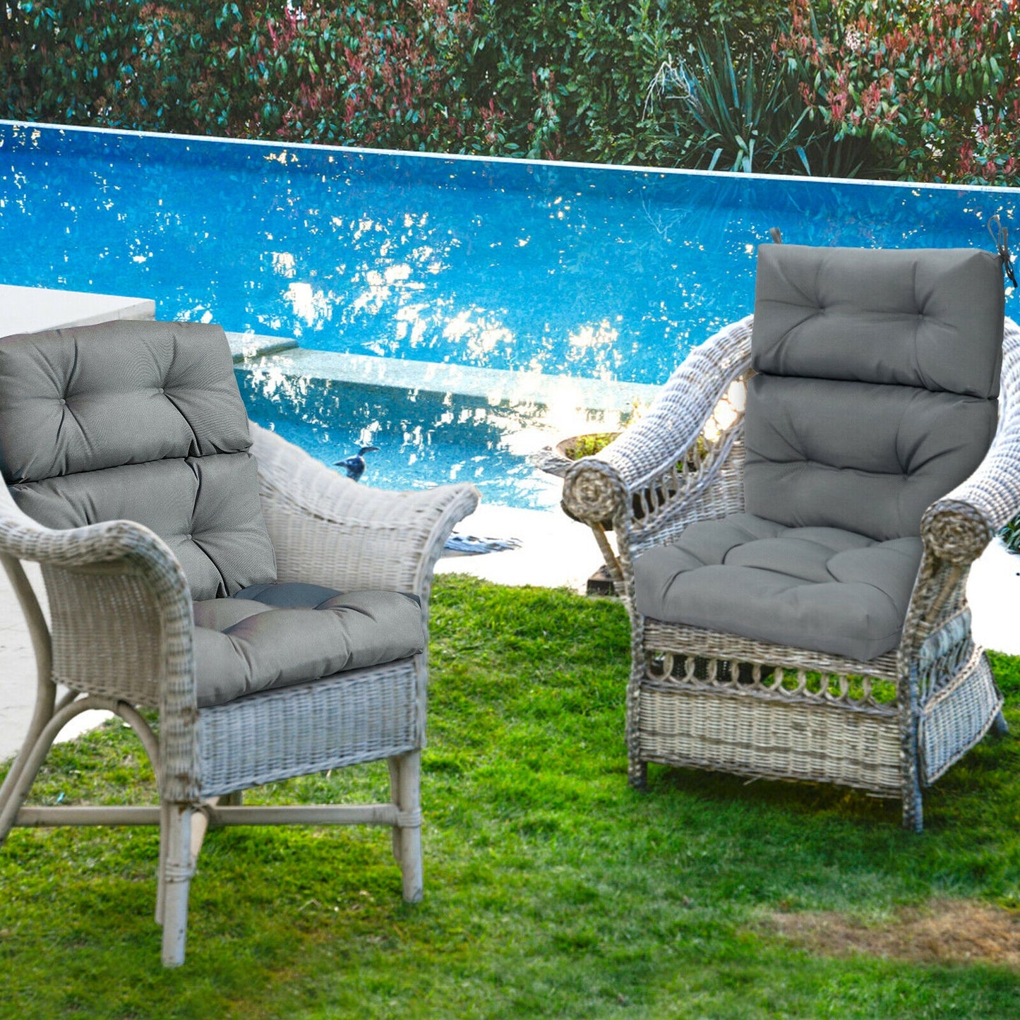 Tufted Outdoor Chair Cushion 44x22 Inch High Back Pad
