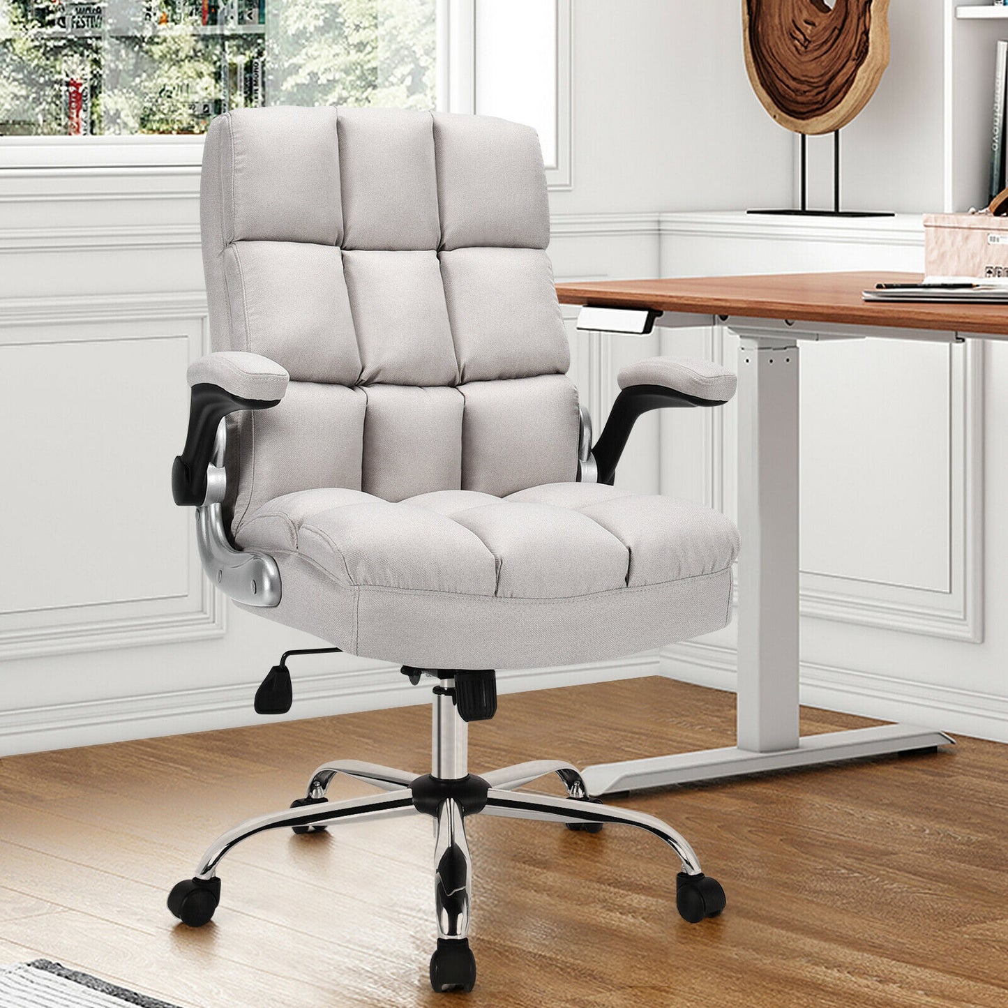 High Back Swivel Office Chair with Flip-Up Arms - 400 lbs