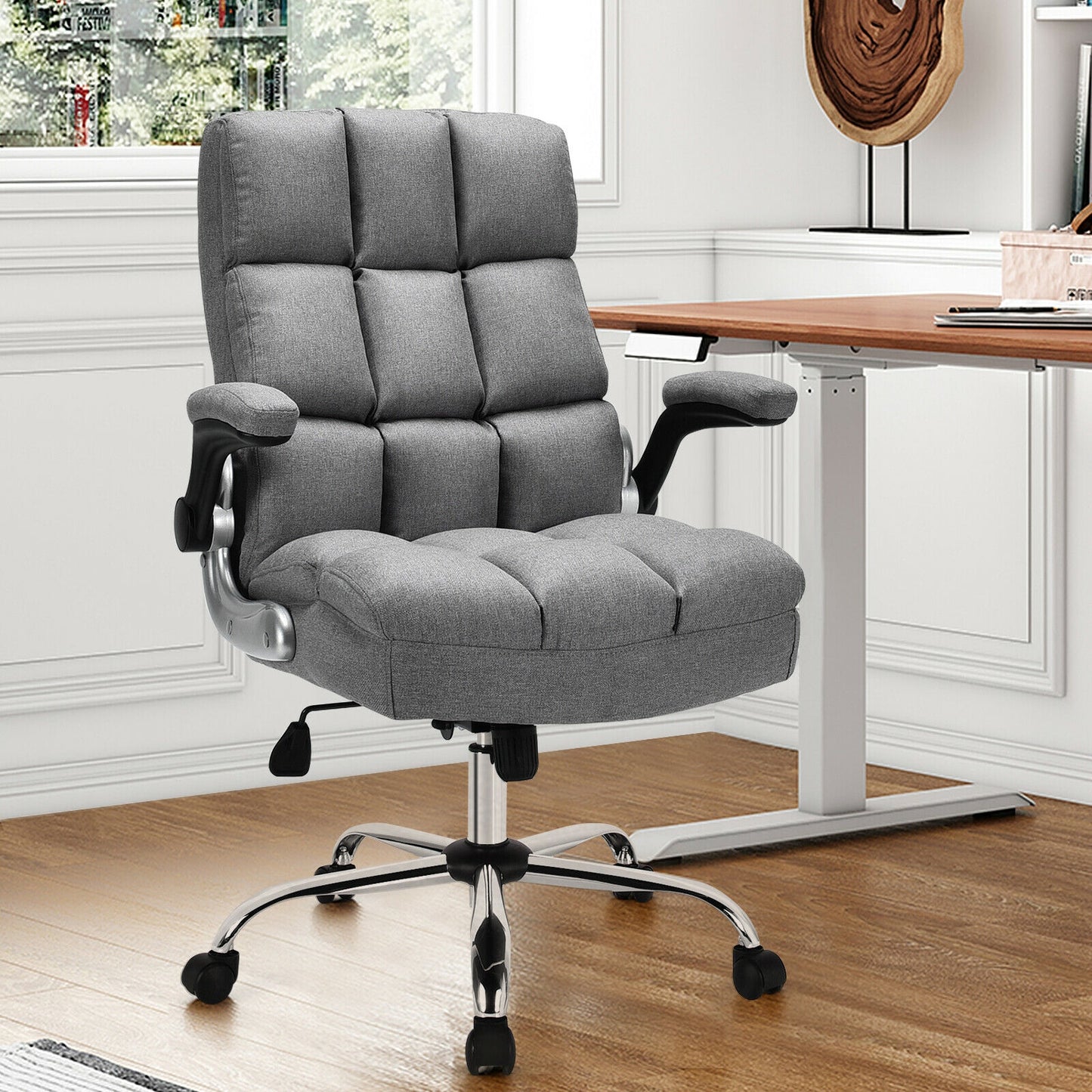 High Back Swivel Office Chair with Flip-Up Arms - 400 lbs