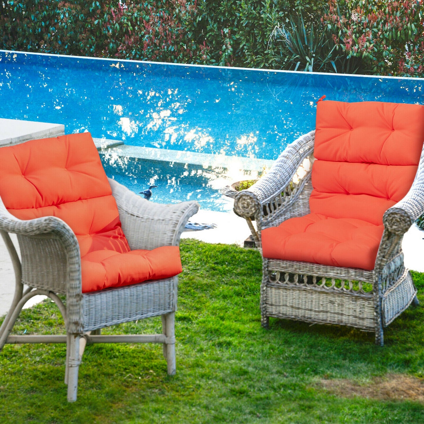 Tufted Outdoor Chair Cushion 44x22 Inch High Back Pad