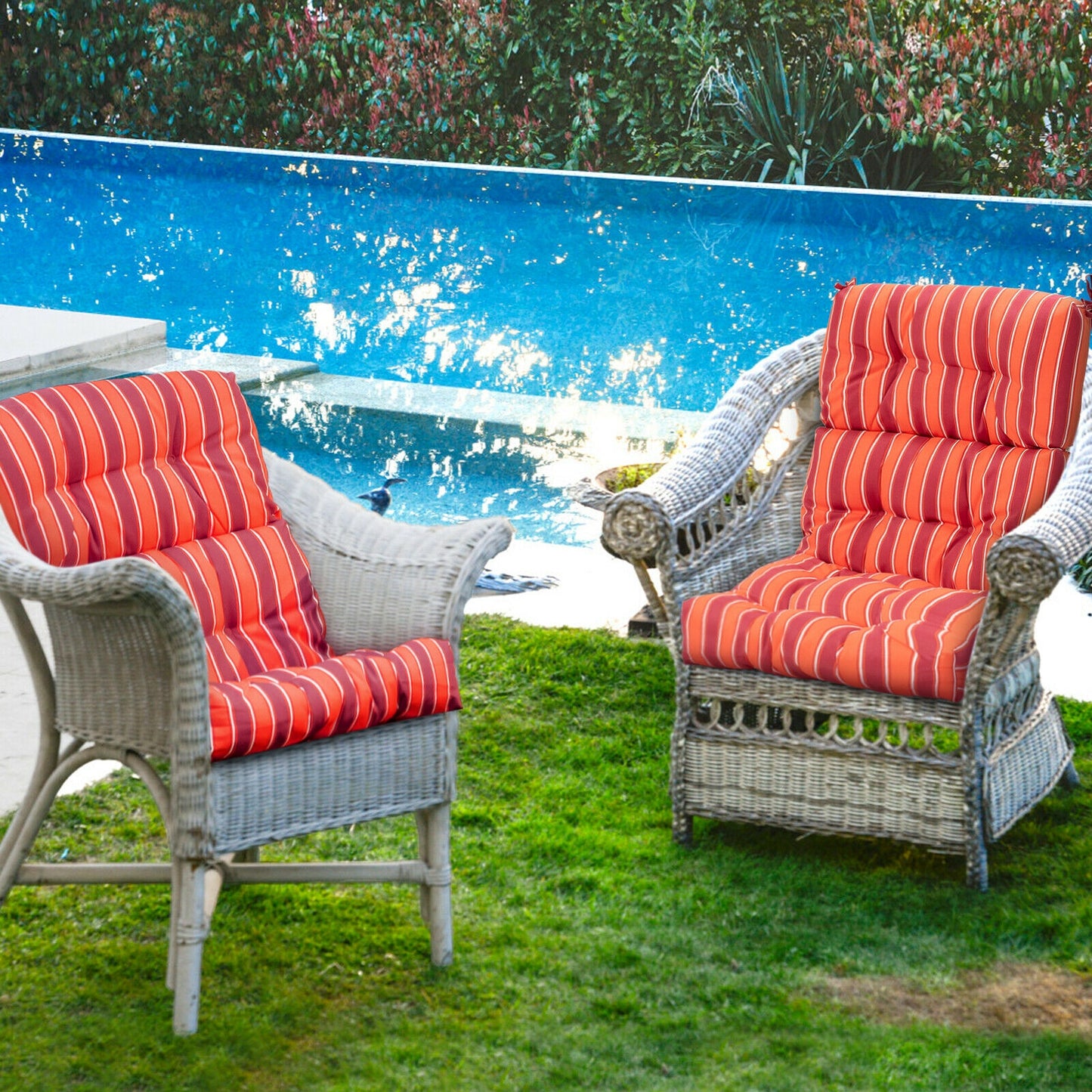 Tufted Outdoor Chair Cushion 44x22 Inch High Back Pad